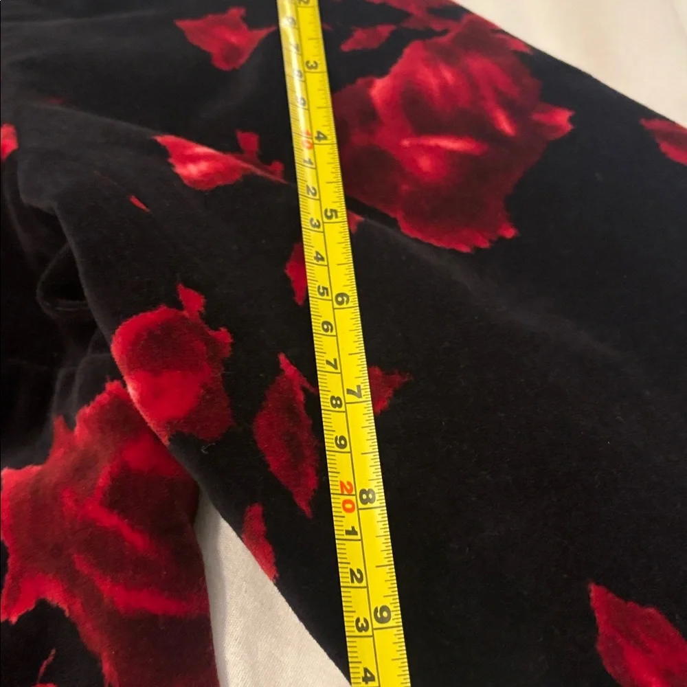 Talbots black velvet blazer red roses SZ 18 3/4 length sleeves 100% Cotton lined - Picture 11 of 15